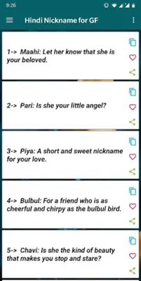 Cute Nicknames for girlfriend android App screenshot 2