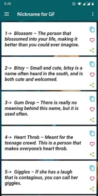 Cute Nicknames for girlfriend android App screenshot 3